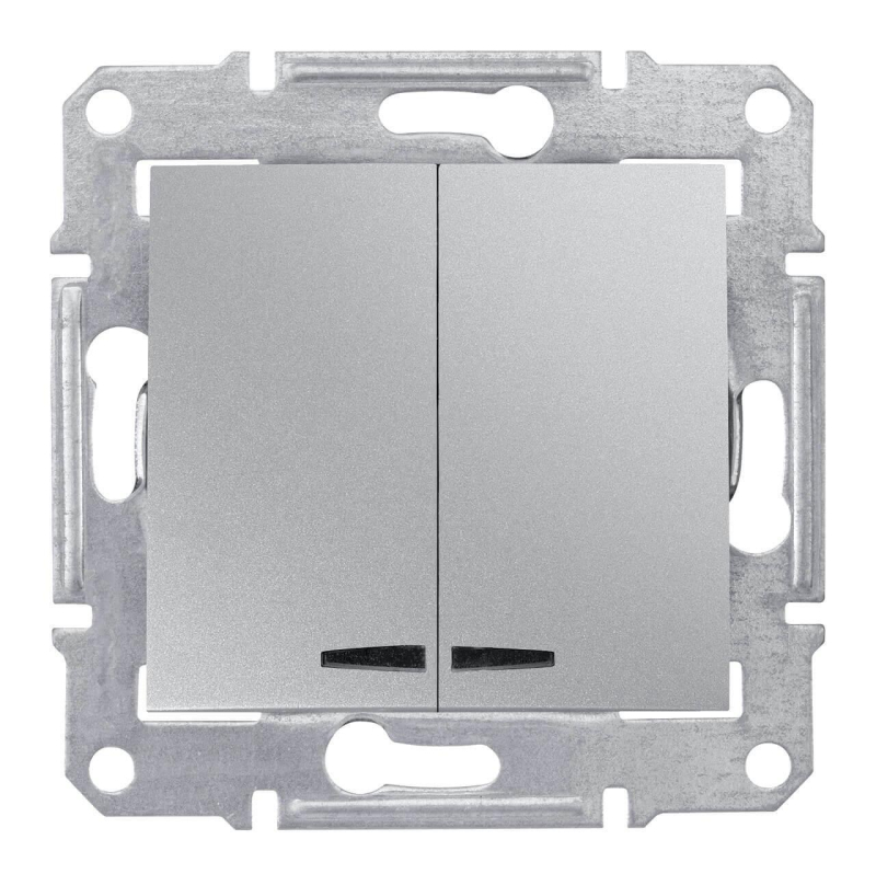Выключатель двухклавишный с синей подсветкой Schneider Electric Sedna 10A 250V SDN0300360 в Санкт-Петербурге