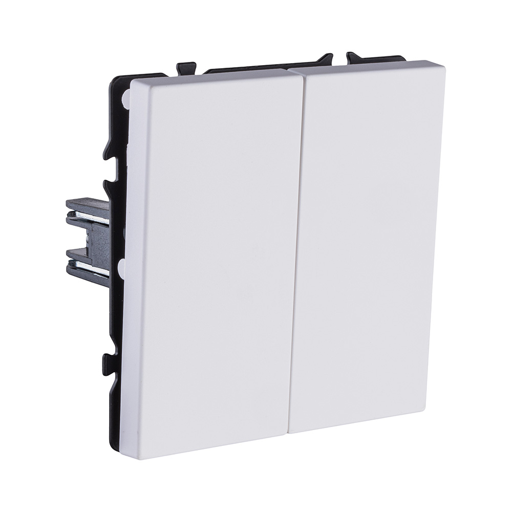 Выключатель 2-клавишный 10А/250В, белый глянцевый Kollinger Eclipse EC-004WG в #REGION_NAME_DECLINE_PP#