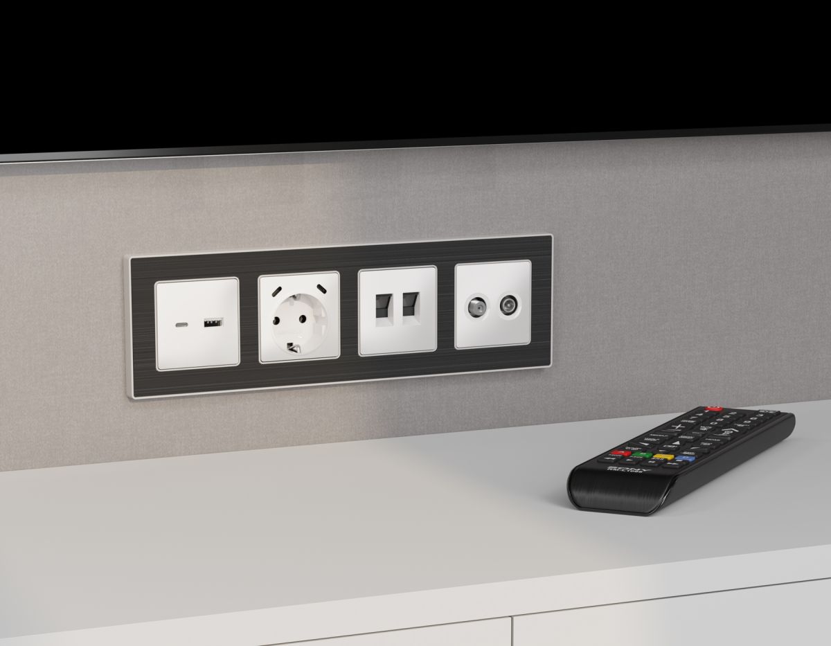 Лицевая панель Alfa (Белый матовый) для TV двойной розетки Quant Ambrella Volt AP1333 в Санкт-Петербурге