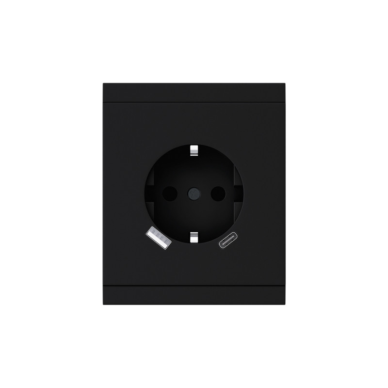 Розетка SETE 1-ая с/з с/у з/ш 16А с USB A+C быстрой зарядки 5В/3А антрацит IP20/IP44 KRANZ KR-79-0704-4 в Санкт-Петербурге