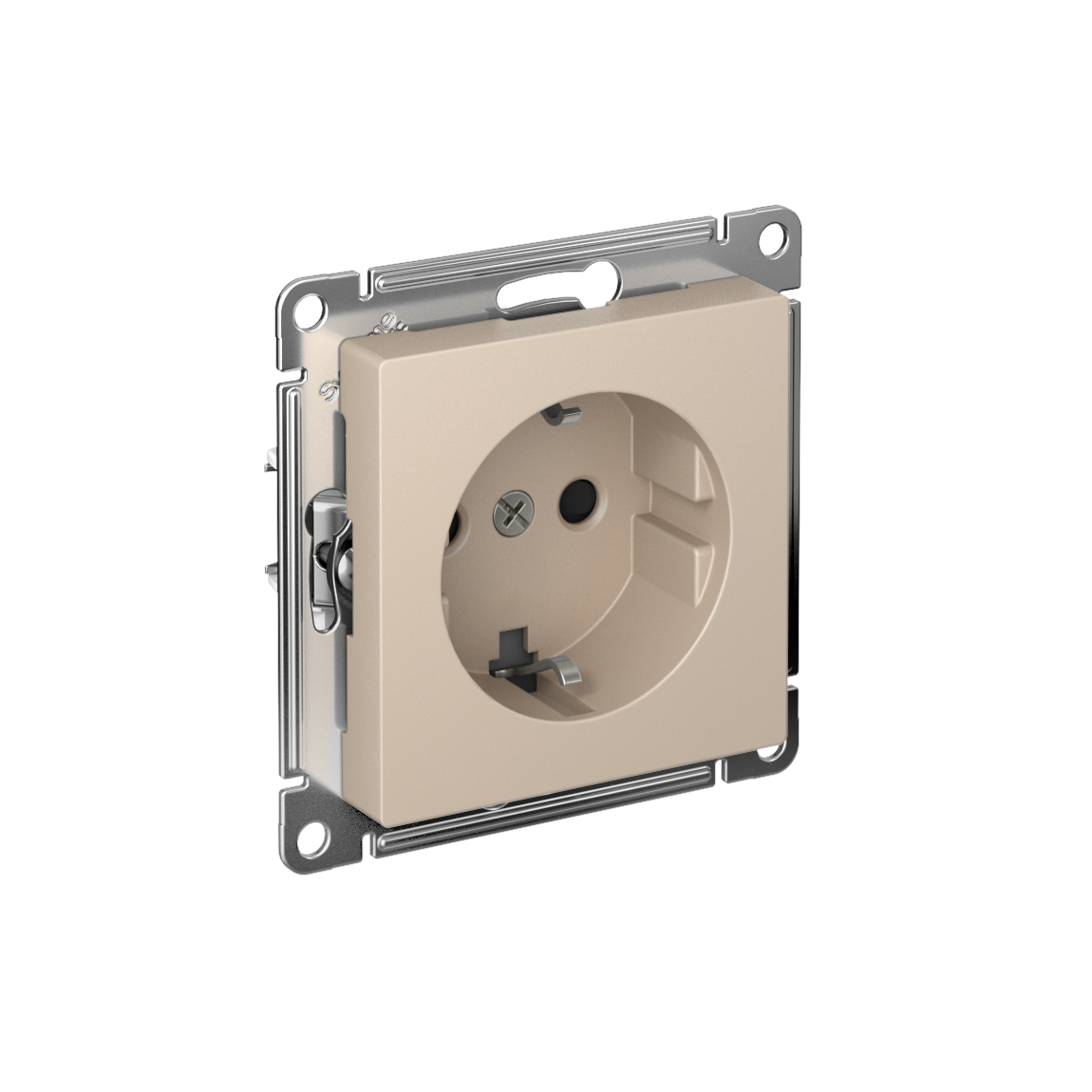 Розетка с заземлением со шторками, 16А, мех., быстрозажим. клем. Systeme Electric AtlasDesign Песочный ATN001245S в #REGION_NAME_DECLINE_PP#
