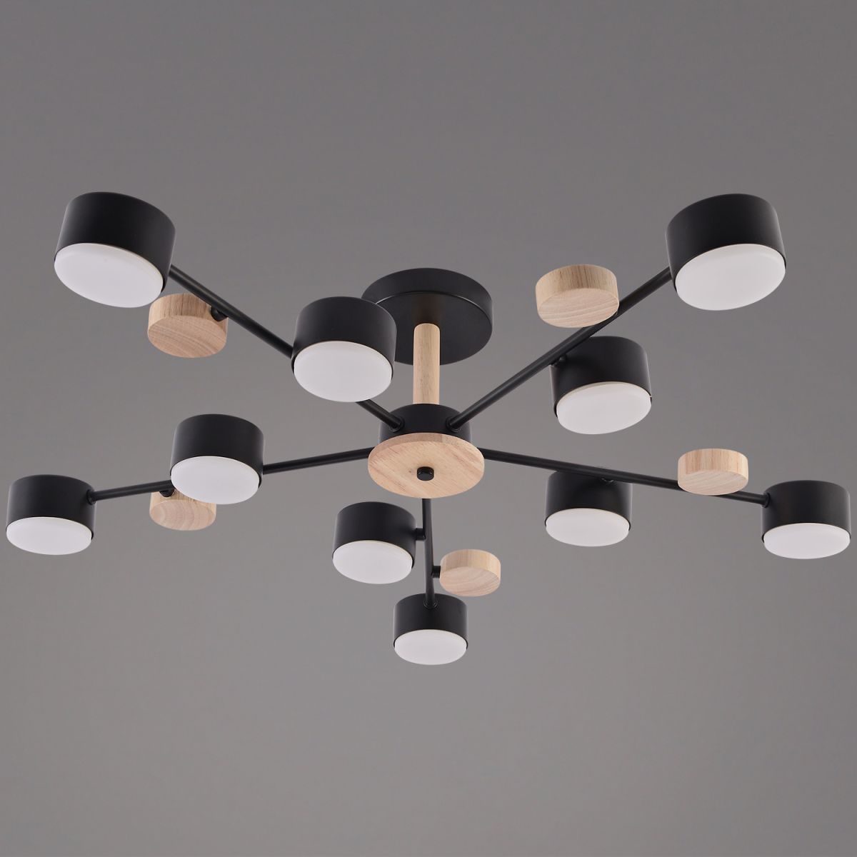 Люстра на штанге Reluce 03758-0.3-10 BK+WOOD GX53 в Санкт-Петербурге