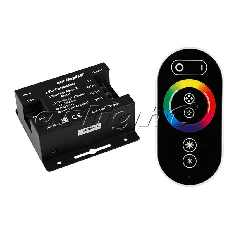 Контроллер Arlight LN-RF6B-Sens-2 Black (12-24V, 288-576W) 021166 в Санкт-Петербурге