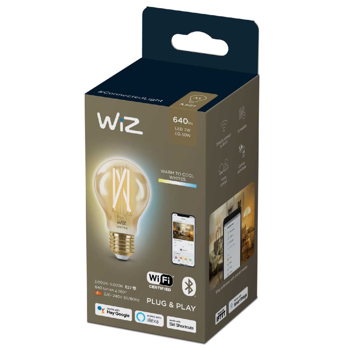 Умная светодиодная лампа Wiz Wi-Fi BLE50WA60E27920-50Amb1PF/6 E27 7W 2700/6500K 929003017401 в Санкт-Петербурге