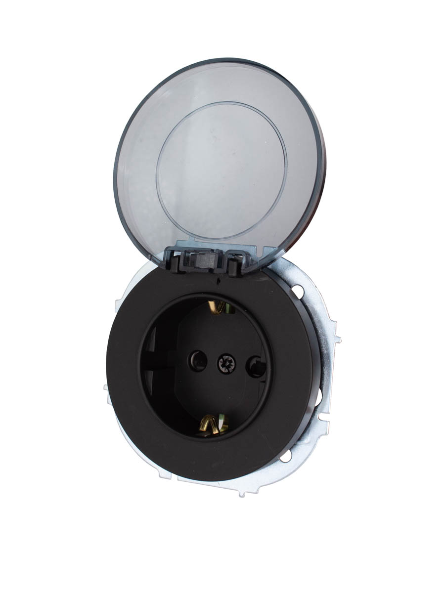 Розетка с/з с крышкой ПБТ чёрный бархат Lezard Osen 743-4288-123B в Санкт-Петербурге