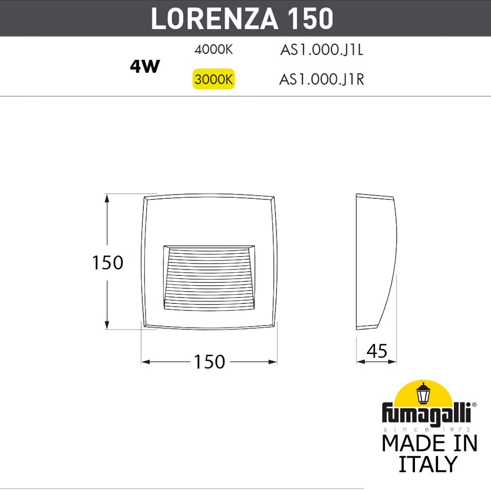 Светильник для подсветки лестниц Fumagalli Lorenza AS1.000.000.BXJ1L в Санкт-Петербурге