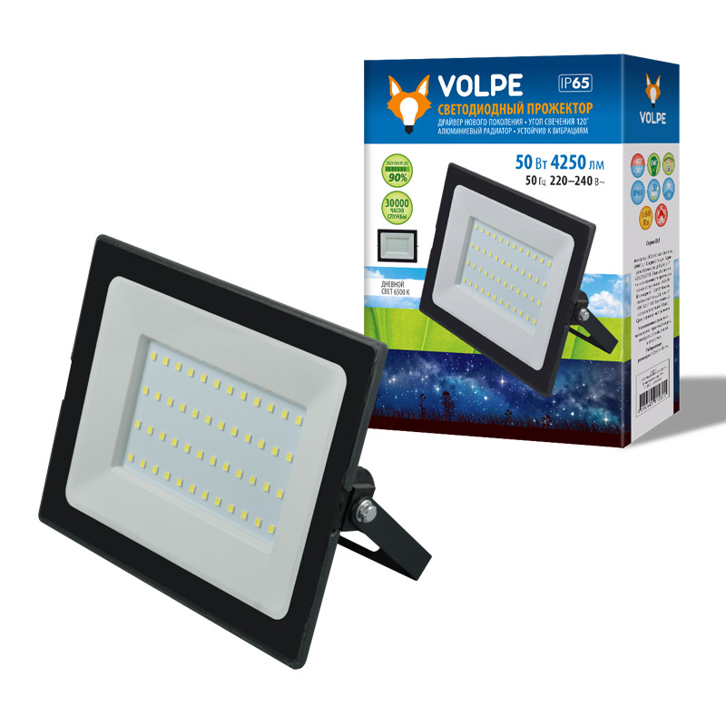 Прожектор Volpe ULF-Q513 50W/3000K IP65 220-240В BLACK картон в Санкт-Петербурге