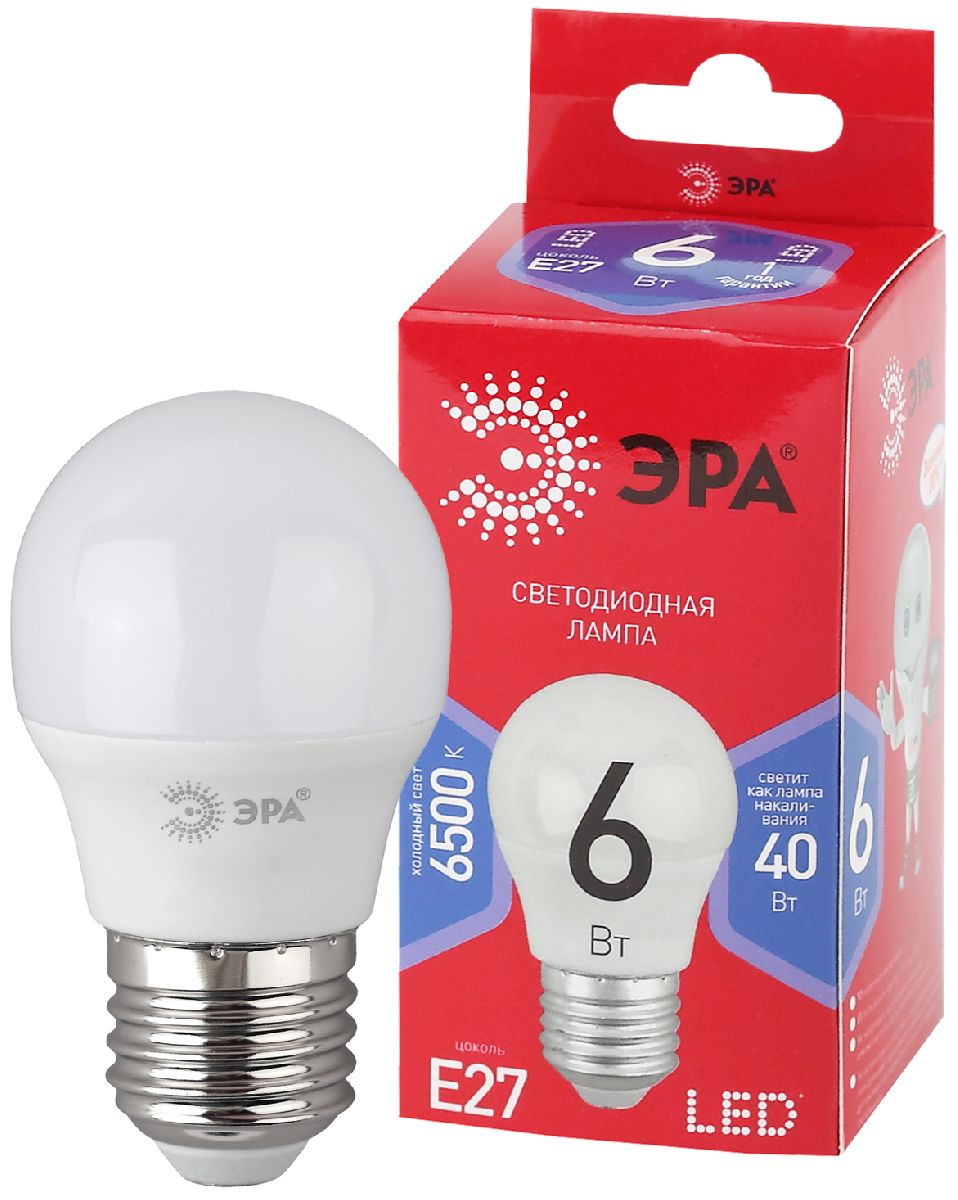 Лампа светодиодная Эра E27 6W 6500K LED P45-6W-865-E27 R Б0045357 в Санкт-Петербурге