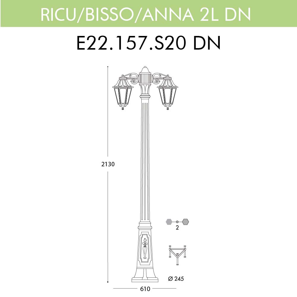 Уличный фонарь Fumagalli Ricu Bisso/Anna 2L Dn E22.157.S20.BXF1RDN в Санкт-Петербурге