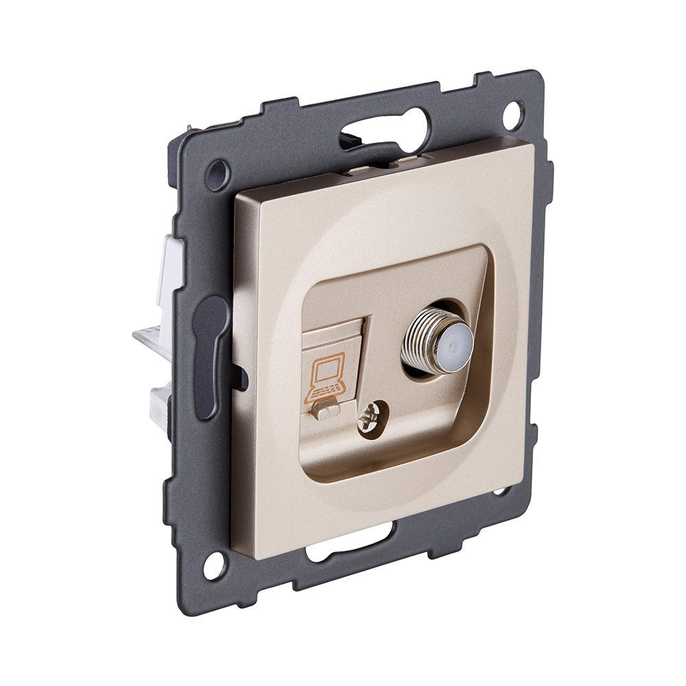 Розетка двойная спутниковая SAT + RJ45 Cat.6, золотой Kollinger REA-022GD для Aspekt, Eleganz, Reflex в Санкт-Петербурге