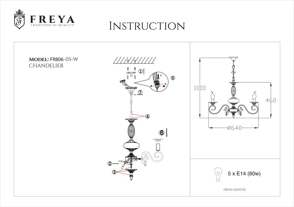 Подвесная люстра Freya Florence FR2806-PL-05-WG в Санкт-Петербурге