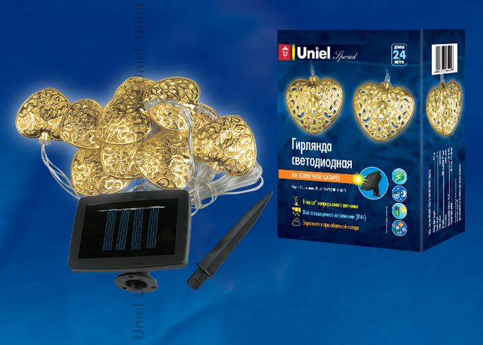 Гирлянда на солнечных батареях 240см белая (08971) Uniel Special USL-S-124/MT2400 Hearts в Санкт-Петербурге