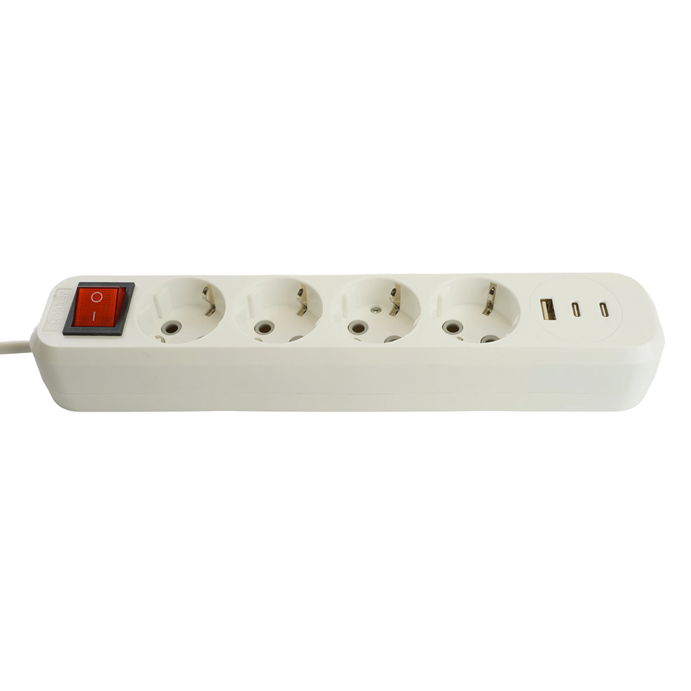 Удлинитель 4-местный с/з с выключателем Stekker Home HM071-41-02 50139 в Санкт-Петербурге