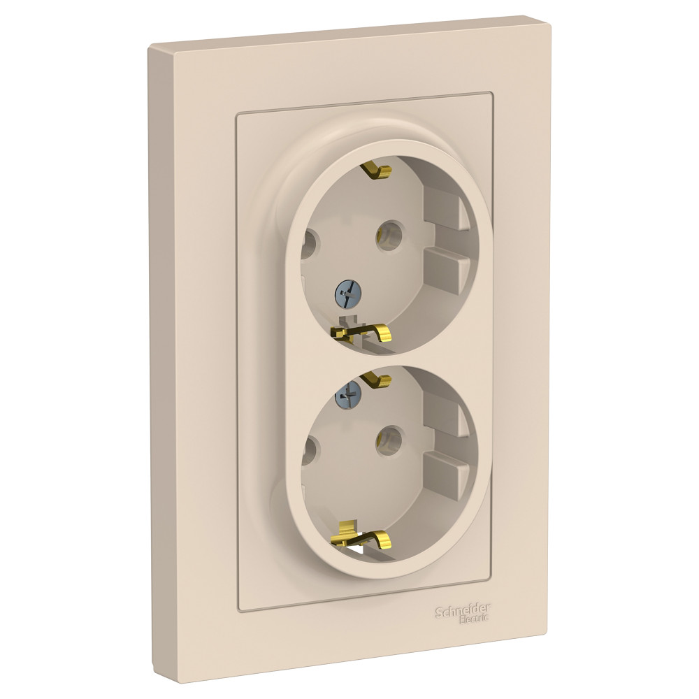 Розетка с/з двойная, 16А, в сборе Systeme Electric AtlasDesign ATN000224 в Санкт-Петербурге