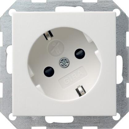 Розетка Gira System 55 Schuko с/з со шторками 16A 250V безвинтовой зажим чисто-белый глянцевый 041803 в Санкт-Петербурге