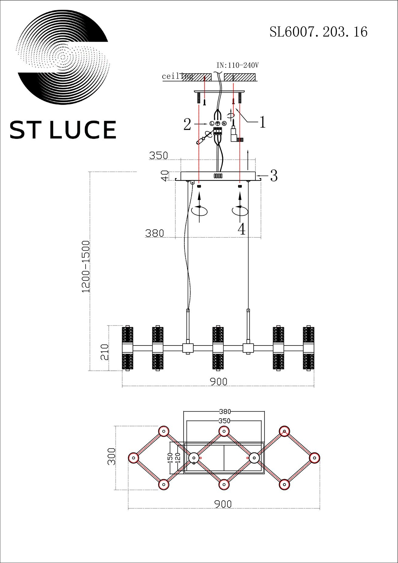 Подвесная люстра ST Luce Gemina SL6007.203.16 в #REGION_NAME_DECLINE_PP#