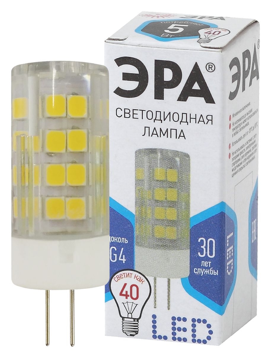 Лампа светодиодная Эра G4 5W 4000K LED JC-5W-220V-CER-840-G4 Б0027858 в Санкт-Петербурге