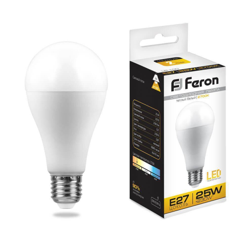 Лампа светодиодная Feron E27 25W 2700K Шар Матовая LB-100 25790 в Санкт-Петербурге