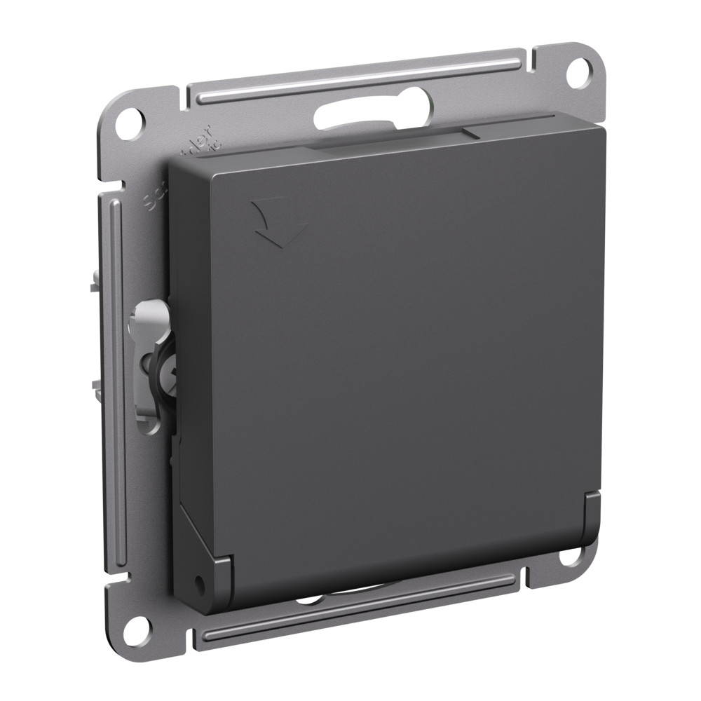 Розетка с/з со шторками с крышкой Systeme Electric AtlasDesign Базальт ATN001446 в Санкт-Петербурге