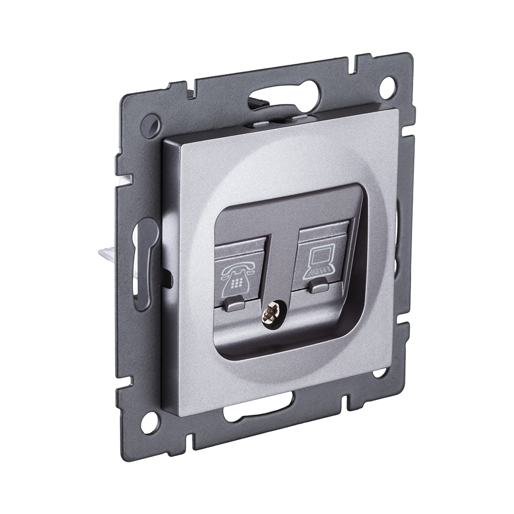Розетка двойная RJ11 + RJ45 Cat.6, серый Kollinger REA-011GY для Aspekt, Eleganz, Reflex в #REGION_NAME_DECLINE_PP#