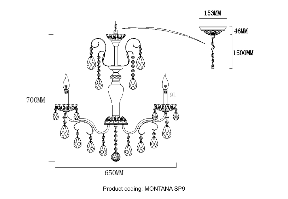 Подвесная люстра Crystal Lux MONTANA SP9 в Санкт-Петербурге