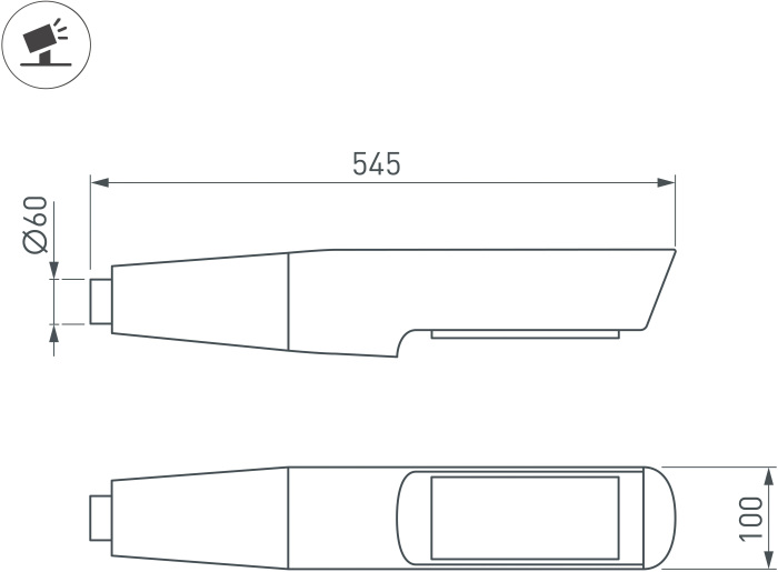 Уличный светильник Arlight OXOR-NOXT(with bracket)-545x100-35W Day4000 (BK, 120 deg, 230V) IP65 052477 в Санкт-Петербурге