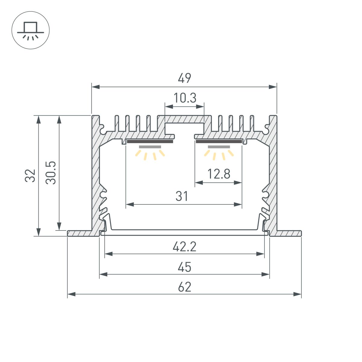 Профиль Arlight SL-LINIA62-F-3000 ANOD (BY) (Алюминий) 060871 в Санкт-Петербурге
