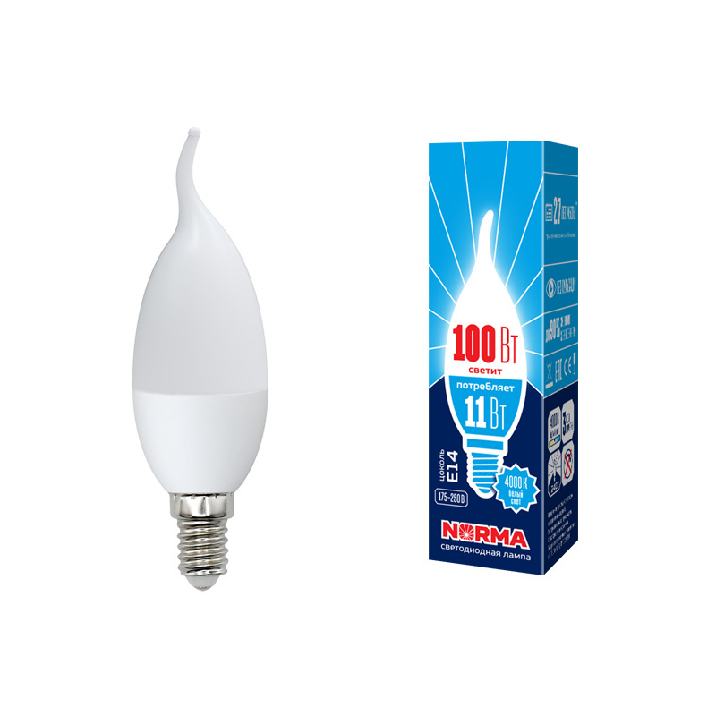 Лампа светодиодная (UL-00003816) Volpe E14 11W 4000K матовая LED-CW37-11W/NW/E14/FR/NR в #REGION_NAME_DECLINE_PP#