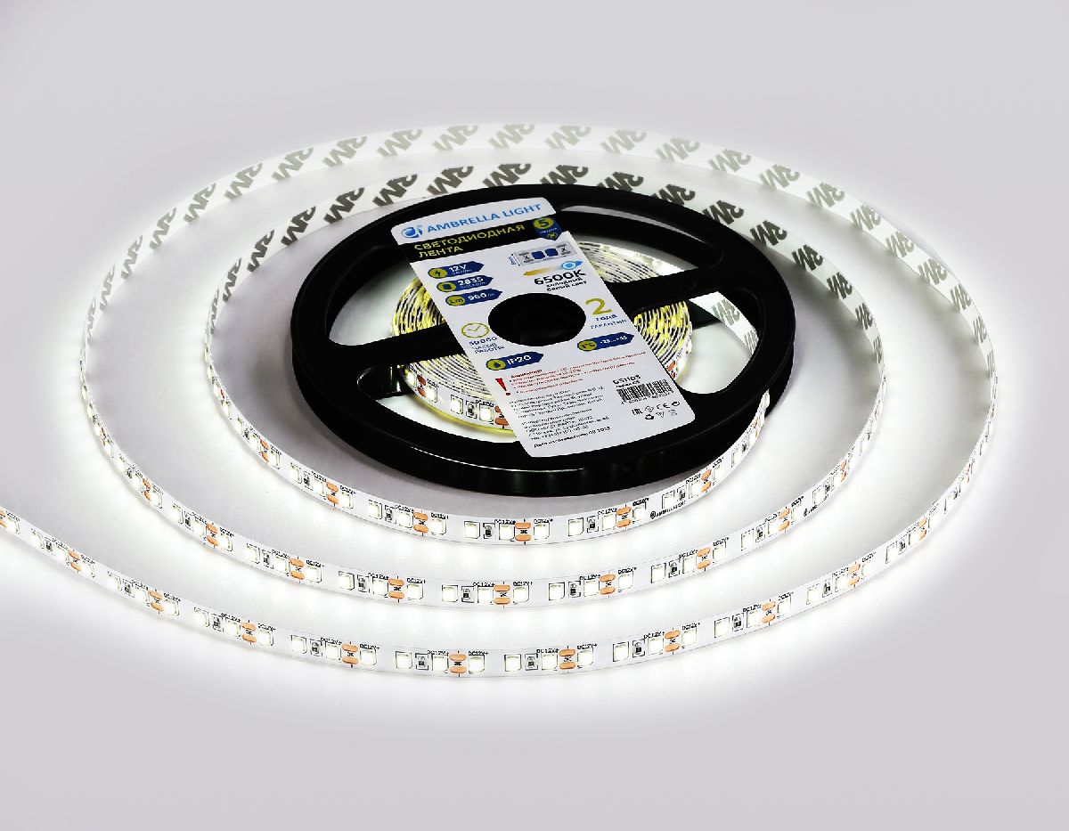 Светодиодная лента Ambrella Light LED Strip 12В 2835 9,6Вт/м 6500K 5м IP20 GS1103 в Санкт-Петербурге