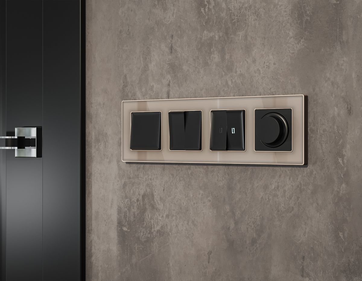 Комплект механизма 2-клавишного перекрестного выключателя 10A-250V Alfa Черный матовый Quant Ambrella Volt MA803030 (AP8030, VM125) в #REGION_NAME_DECLINE_PP#