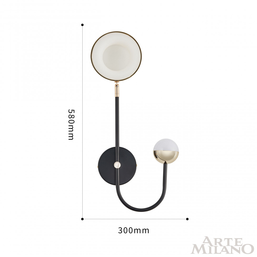 Бра LED Arte Milano Ferrara 273299/1+1 BK/GD в Санкт-Петербурге