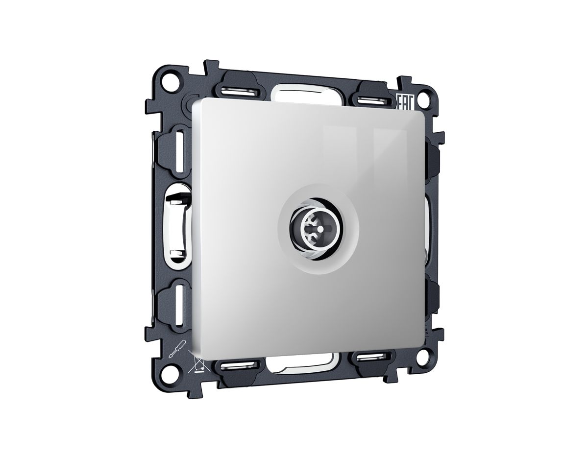 Комплект механизм TV розетки оконечной экранированной 5-1000MHz 3dB Alfa Серебро глянец Quant Ambrella Volt MA413005 (AP4130, VM199) в #REGION_NAME_DECLINE_PP#