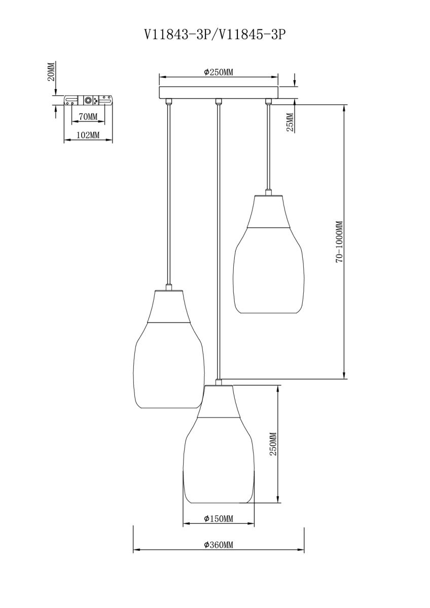 Подвесной светильник Moderli Adalina V11843-3P в #REGION_NAME_DECLINE_PP#