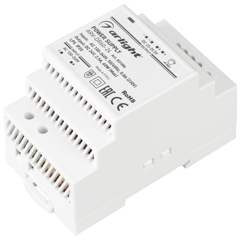 Блок питания Arlight ARV-DR60-24 24V 60W IP20 2,5A 031086 в Санкт-Петербурге