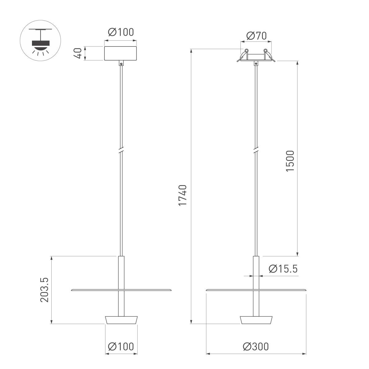 Подвесной светильник Arlight  SP-CAMPANA-HANG-D300-9W Warm3000 (BK, 130 deg, 230V) (IP20 Металл) 059595 в Санкт-Петербурге