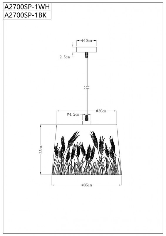 Подвесная люстра ARTE Lamp A2700SP-1WH в Санкт-Петербурге