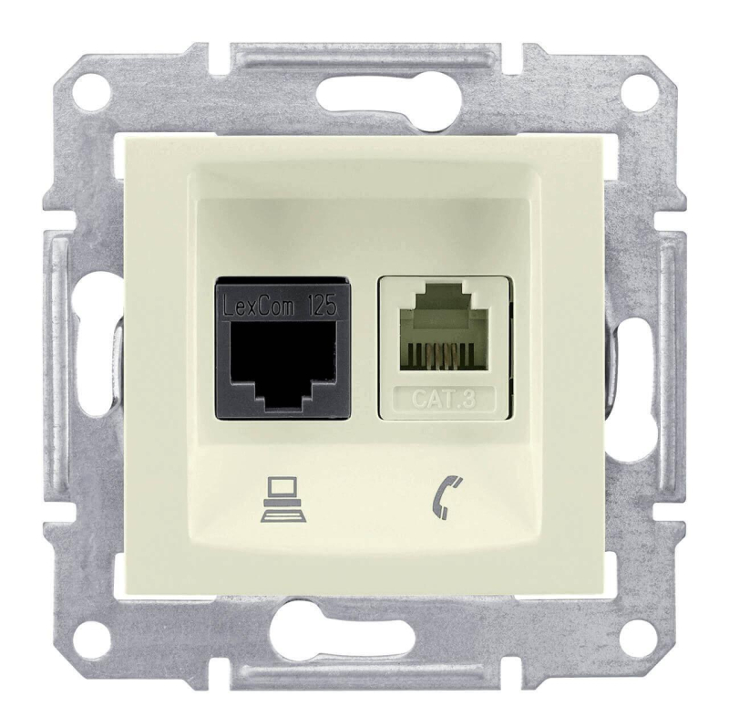 Розетка телефонная RJ-11 и Ethernet RJ-45 Schneider Electric Sedna UTP SDN5100147 в Санкт-Петербурге