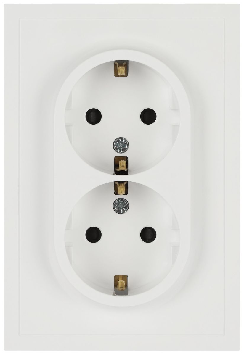 Розетка Эра Galaxy 15-2105-08 с заземлением двойная 2X2P+E Schuko со шторками IP20 16А-250В белый матовый Б0070711 в Санкт-Петербурге