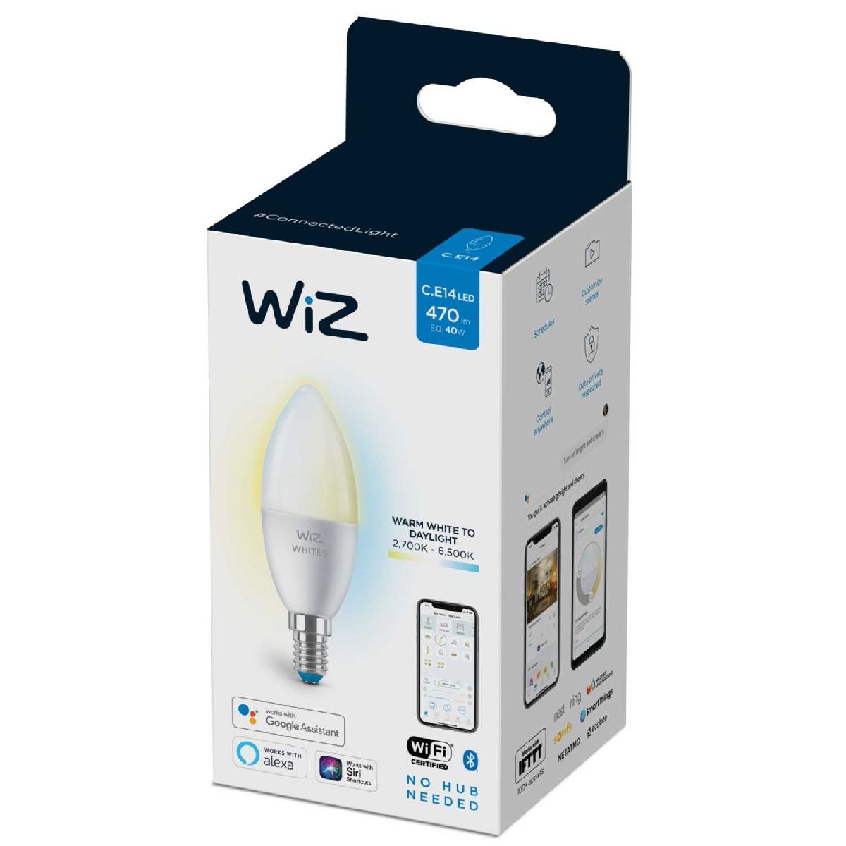 Умная светодиодная лампа Wiz Wi-Fi BLE40WC37E14927-65TW1PF/6 E14 4,9W 2700/6500K 929002448702 в Санкт-Петербурге