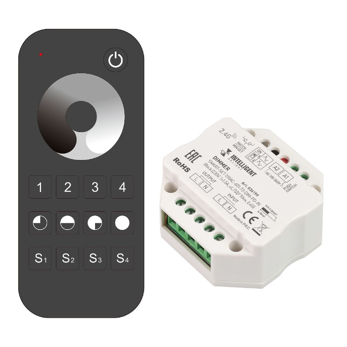 Диммер Arlight SMART-SET-TRIAC-601-72-DIM-PD-IN Black (230V, 1x1.5A, x4, ПДУ 10кн, 2.4G) 036199 в Санкт-Петербурге