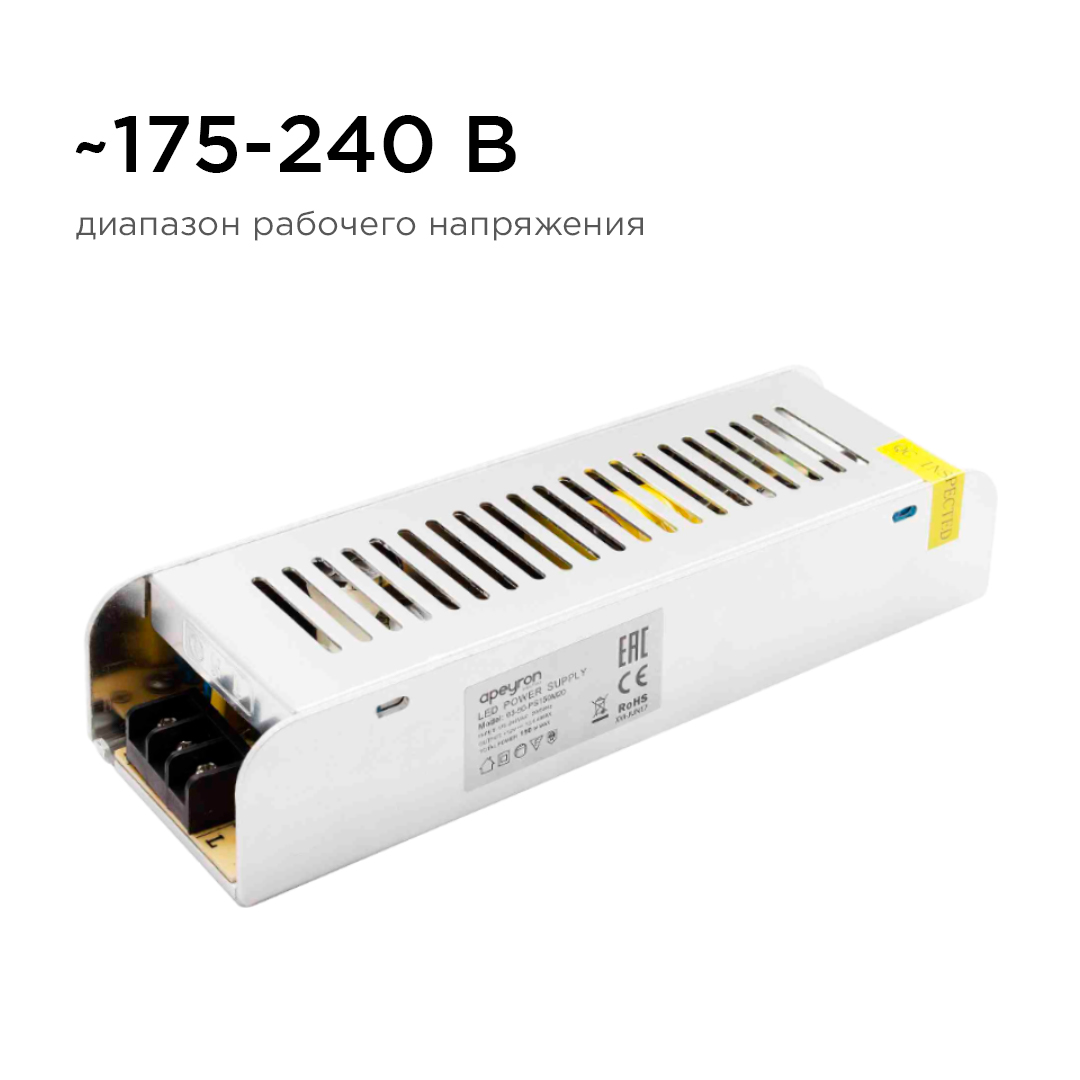 Блок питания Apeyron 12В 150Вт IP20 12, А 03-50 в Санкт-Петербурге
