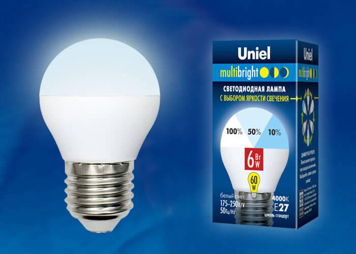 Лампа светодиодная (UL-00002377) Uniel E27 6W 3000K матовая LED-G45-6W/WW/E27/FR/MB PLM11WH в #REGION_NAME_DECLINE_PP#