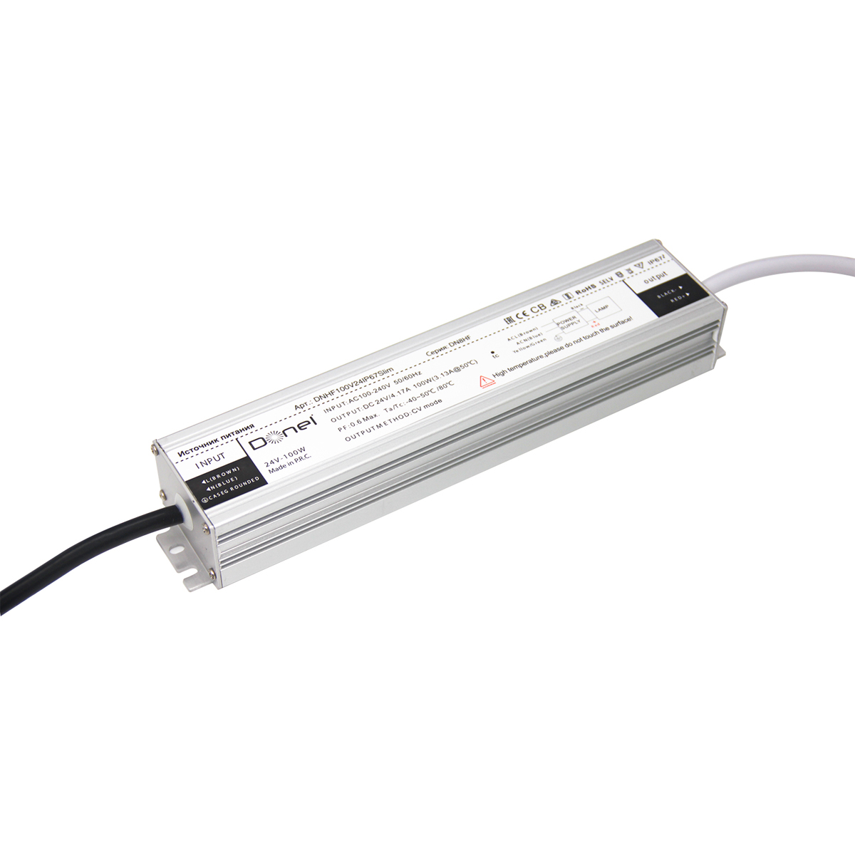Блок питания для светодиодной ленты Donolux 100Вт, DC24В, 4.17А, IP67 DNHF100V24IP67Slim в Санкт-Петербурге