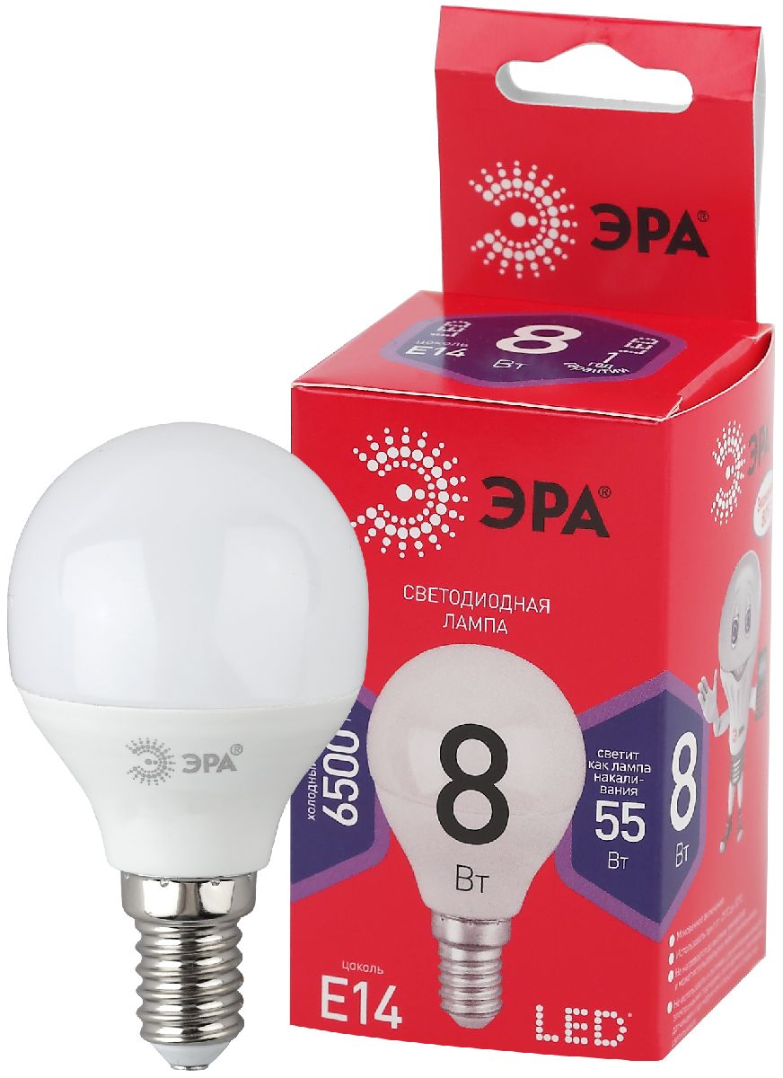 Лампа светодиодная Эра E14 8W 6500K LED P45-8W-865-E14 R Б0045358 в Санкт-Петербурге