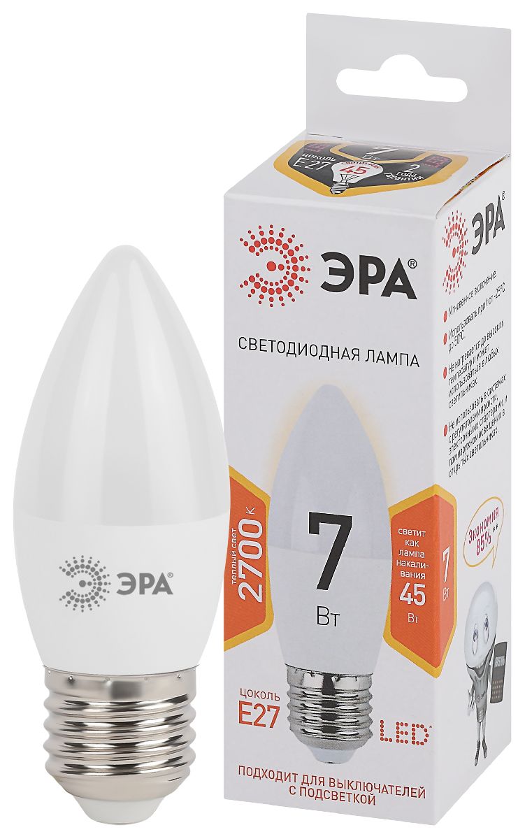 Лампа светодиодная Эра E27 7W 2700K LED B35-7W-827-E27 Б0028479 в Санкт-Петербурге