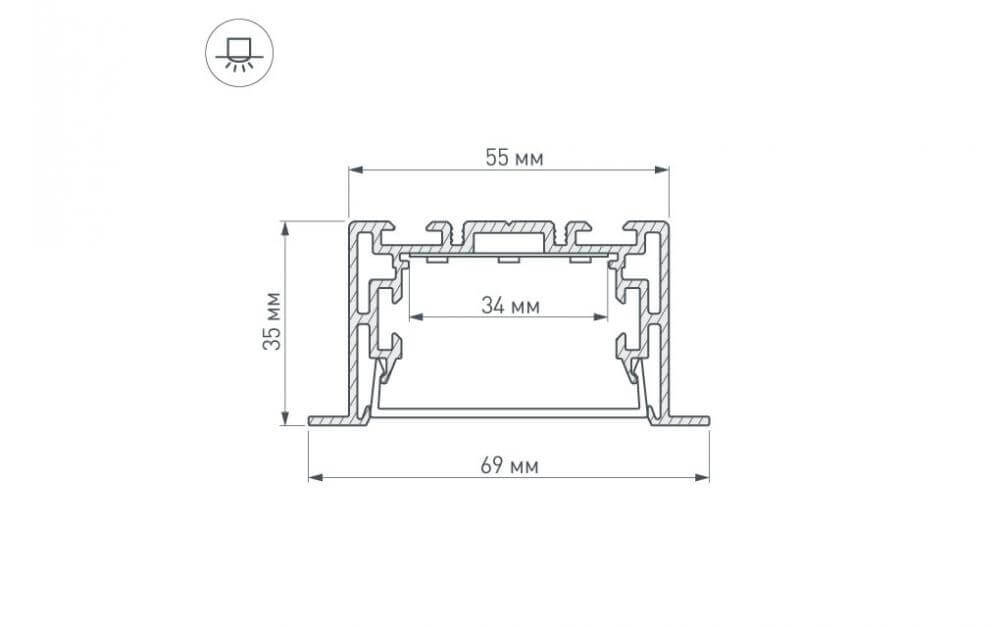 Профиль с экраном Arlight S2-LINIA69-F-2500 ANOD+OPAL 021177 в Санкт-Петербурге