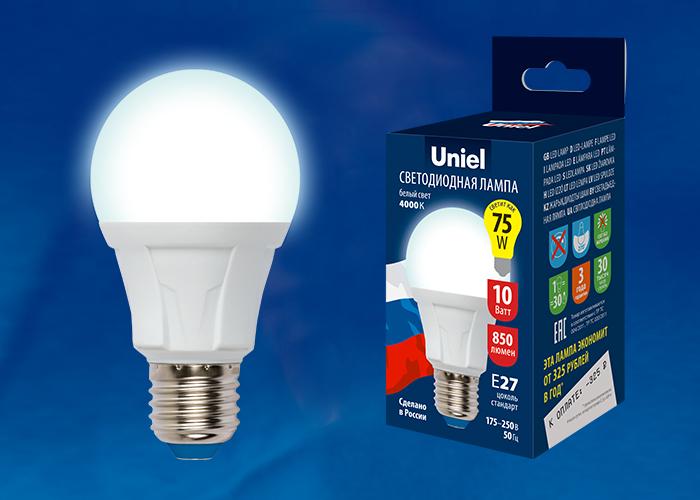 Лампа светодиодная (UL-00002003) Uniel E27 8W 6500K матовая LED-A60 8W/DW/E27/FR PLP01WH в #REGION_NAME_DECLINE_PP#