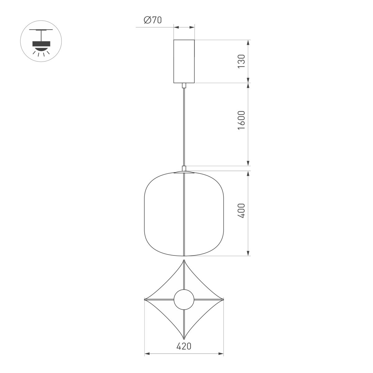 Подвесной светильник Arlight SP-SETA-HANG-L400х420-9W Warm2700 (WH, 320 deg, 230V) (IP20, Натуральный шелк) 061915 в Санкт-Петербурге
