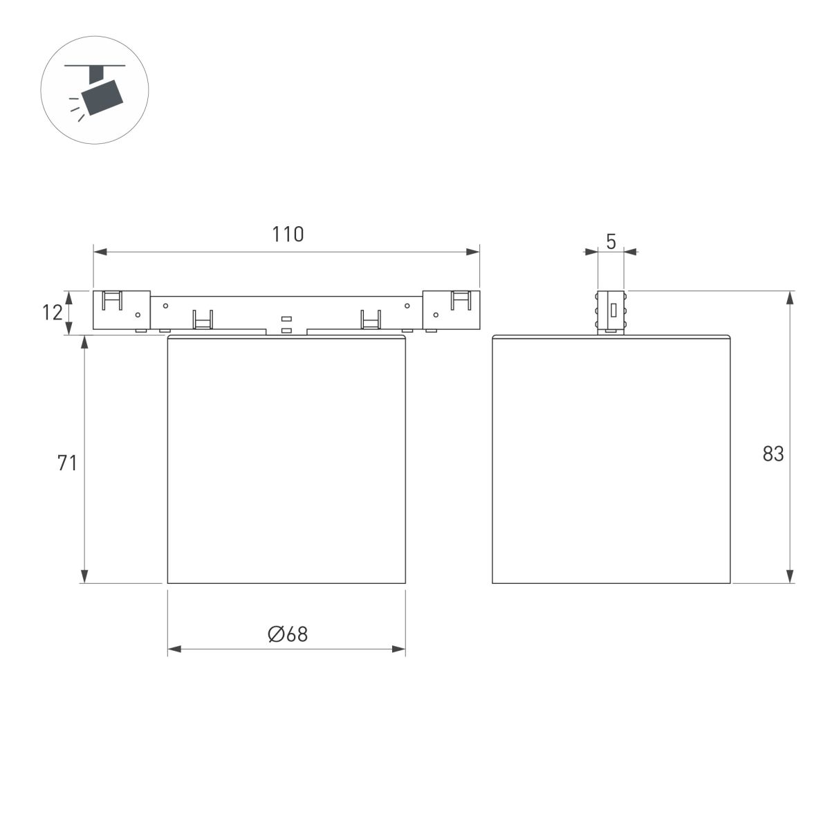 Трековый магнитный светильник Arlight MAG-MICROCOSM-POINT-R68-7W Warm3000 (BK, 36 deg, 24V) (IP20 Металл) 051759 в #REGION_NAME_DECLINE_PP#