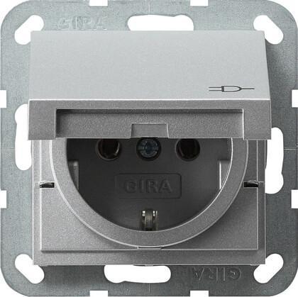 Розетка Gira System 55 Schuko с/з с крышкой 16A 250V безвинтовой зажим алюминий 045426 в Санкт-Петербурге